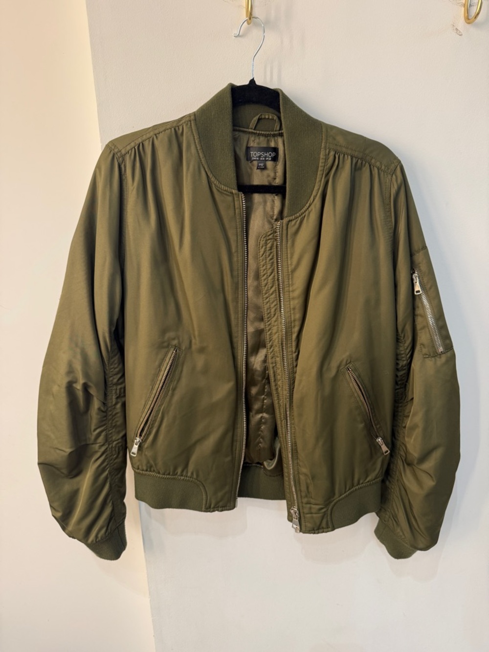 Topshop Olive Utility Bomber Jacket